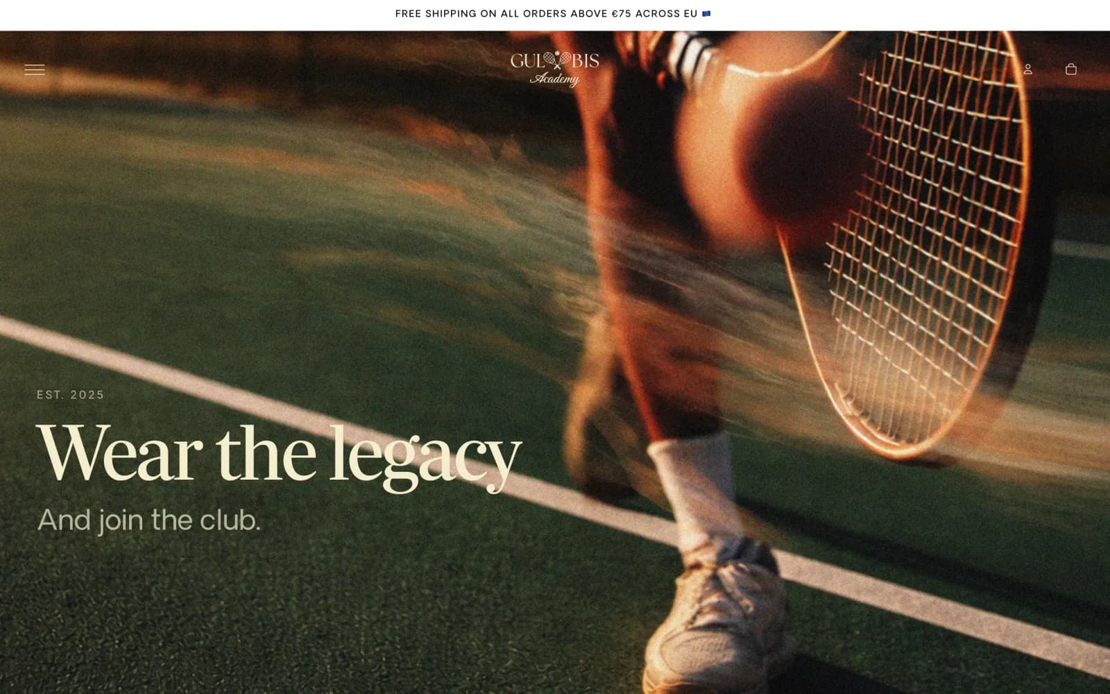 Gulbis Academy store homepage: Wear the legacy